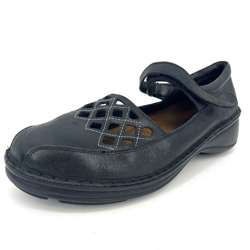 Naot Women's 10.5/42 Black Leather Mary Jane Flat Comfort Shoes Round Toe Sandal